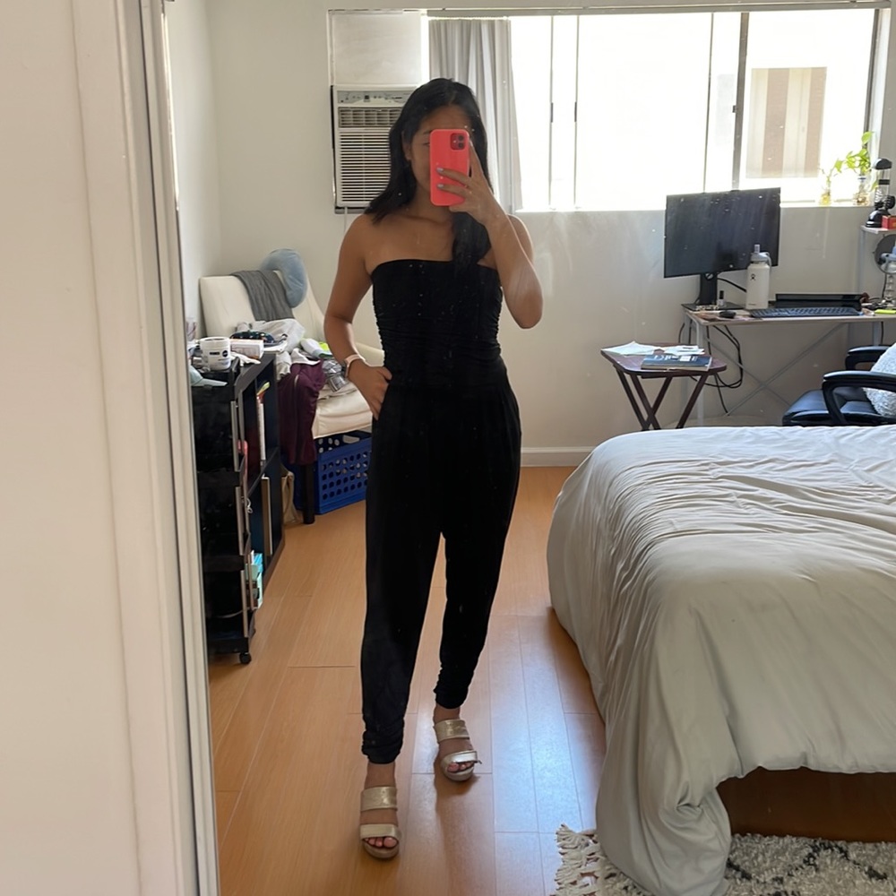 Strapless black jumpsuit